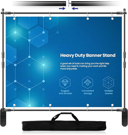 Jiang&Rong 10x8ft Photo Backdrop Stand Kit - Adjustable Telescopic Booth Background Stand with Step and Repeat Frame for Professional Photography, Trade Shows, Events