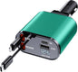 Retractable Car Phone Charger, 4 in 1 Fast Charge Car Phone Charger with 2 Retractable Cables(2.6ft) and 2 USB Ports, Compatible with iPhone15/14/15 Pro Max,Samsung (Bluish Green)