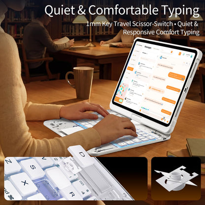 Uminy Clear Keyboard Case for iPad Air 13 & Pro 12.9, 360° Rotation, White