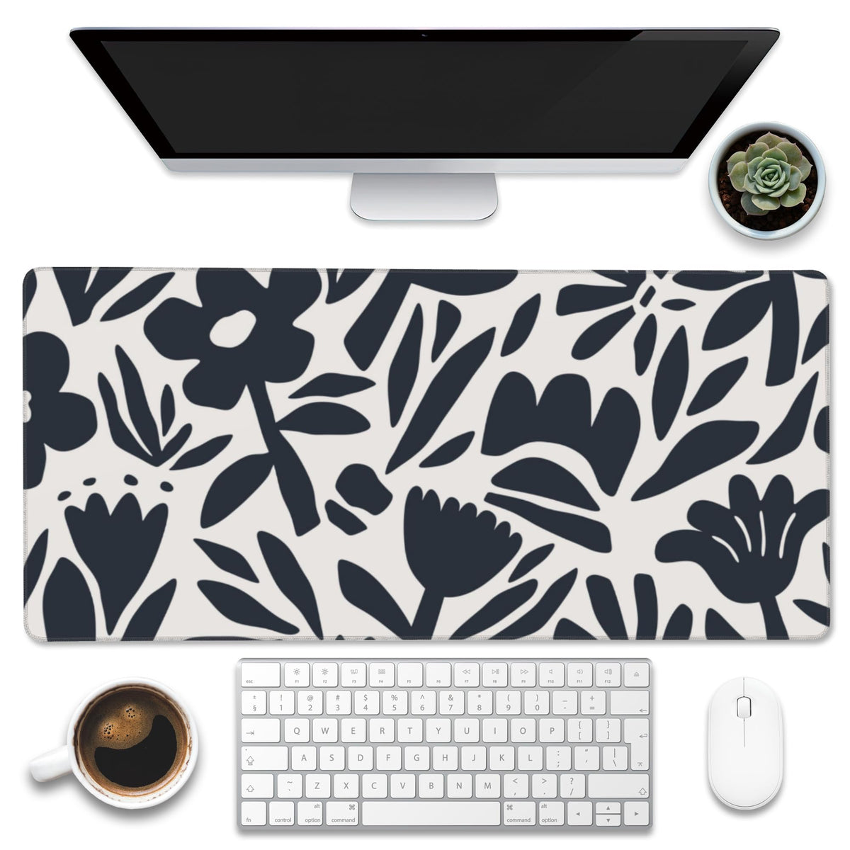Eflxamz Large Gaming Mouse Pad for Desk,Cute Forest Mushroom Desk Mat,Starry Night Mushroom Desk Pad,Extended Big Computer Keyboard Mouse Pad with Non-Slip Base and Stitched Edge,35.4"x15.7"