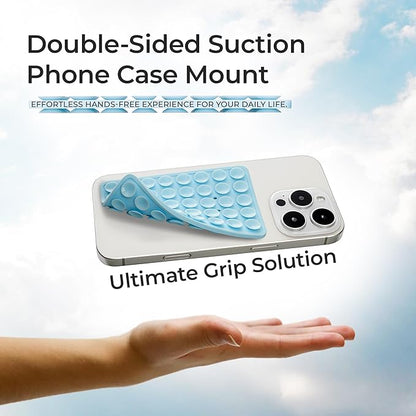SUCKY Silicone Suction Phone Case Adhesive Mount - Anti-Slip Holder, Hands-Free Fidget Toy, Phone Accessory for iPhone and Android (Hot Pink, Double V2)