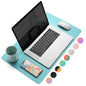 YSAGi Desk Mat, Waterproof Desk Pad,Large Mouse pad for Desk, Leather Desk Pad for Keyboard and Mouse,Dual-Sided Mouse Mat for Office (23.6" x 13.7", Calamine Blue+Cobalt Green)