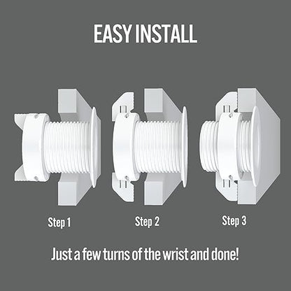 (2-Pack White) Cable, Wire & Cord Management - Self Locking Grommet with Cover for Walls, Ceilings, Desks, Used for All Surfaces 3/8” to 1” Thick, Made in USA