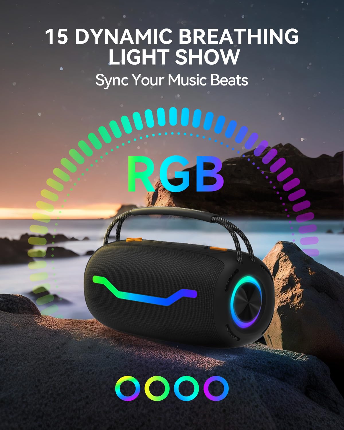 PUREMIC Portable Bluetooth Speaker with Light, Waterproof Karaoke Machine for Adults & Kids, Loud Sound and Deep Bass, Up to 8H Playtime, Support Bluetooth/AUX/USB for Home, Party, Outdoor and Travel