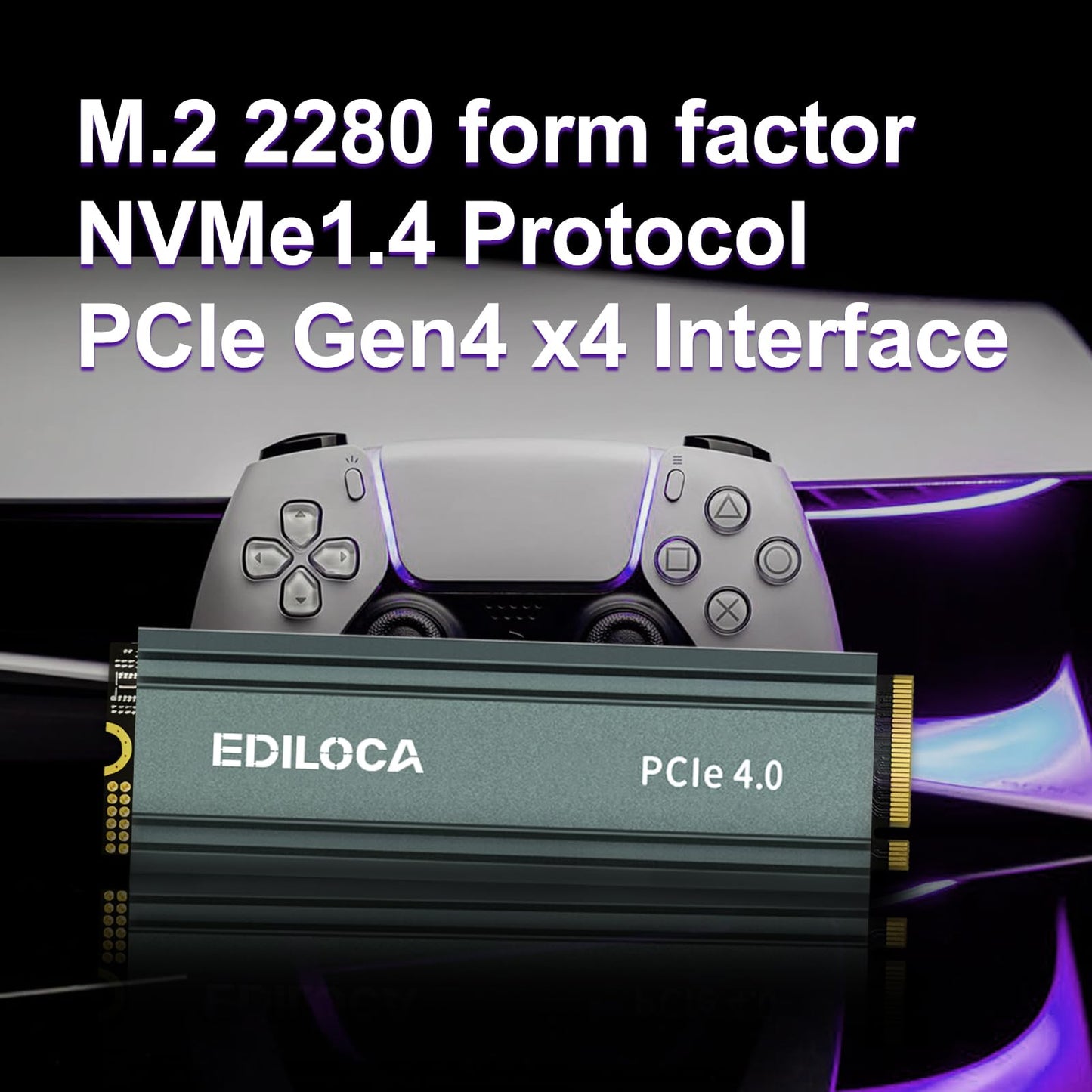 Ediloca 500GB M2 NVME SSD with Heatsink - PCIe Gen4.0 NVMe M.2 2280 3D NAND TLC, 4800MB/s Read, Internal Solid State Drive for PS5/PC, Dynamic SLC Cache, PS5 Storage Expansion, 5-Year Warranty(EN760)
