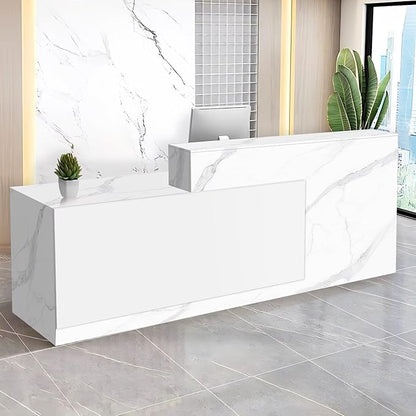 Reception Desk with Counter Modern Checkout Counter with Lockable Drawer Keyboard Tray Receptionist Desk for Office Salon Reception Table K Left 47inch/120cm