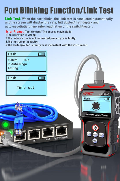 NF-8209S Network Cable Tester,Ethernet Toner for POE/Cat5/Cat7/Cat6a/Cat6