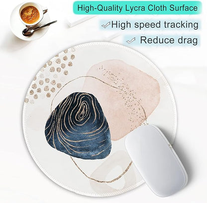 ITNRSIIET Round Mouse Pad with Stitched Edge Premium-Textured Waterproof Non-Slip Rubber Base Desktop Protection Mat Diameter 8.7 inches, Aesthetic Boho