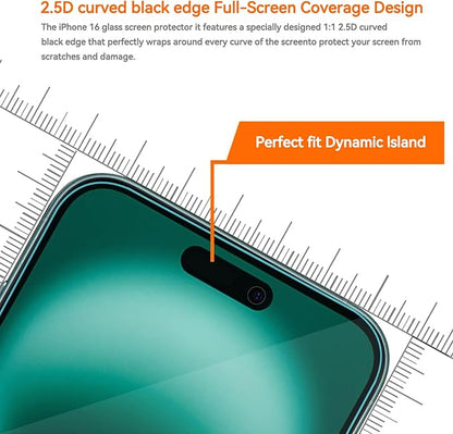 4 Pack Anti Blue Light Screen Protector for iPhone 16,iPhone15 [6.1inch] with Installation Frame,9H+ Anti Blue Light Tempered Glass, Anti-Scratch, Case Friendly