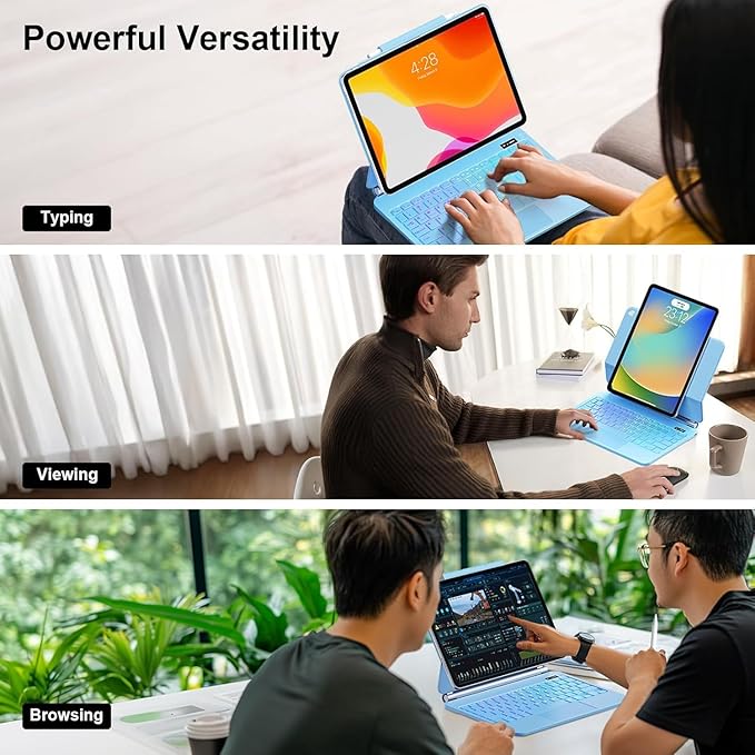 for iPad 9th Generation Case with Keyboard,Keyboard Case for iPad 9th/8th/7th Gen， Magic-Style Magnetic Keyboard Case with 7-Color Backlight - Multi-Touch Trackpad for iPad 10.2 inch (Sky Blue)
