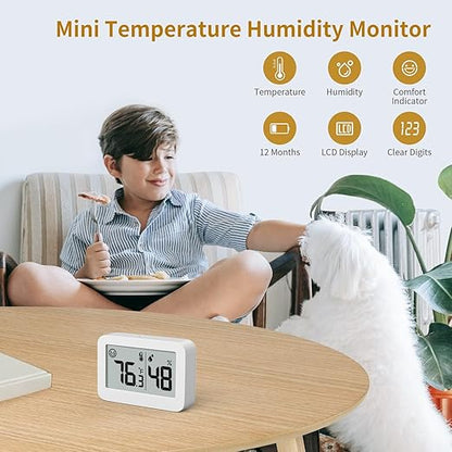 DOOMAY 2-Pack Mini Hygrometer Indoor Thermometer, Humidity Gauge with Switch (℃/℉), Humidity Meter Digital Temperature Monitor for Greenhouse Babyroom Cellar Reptile Incubator Closet