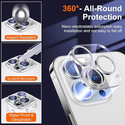 UniqueMe 3 Pack Compatible for iPhone 14 Pro Max/iPhone 14 Pro Camera Lens Protector,[[Scratch-Resistant] Case Friendly]- Silver