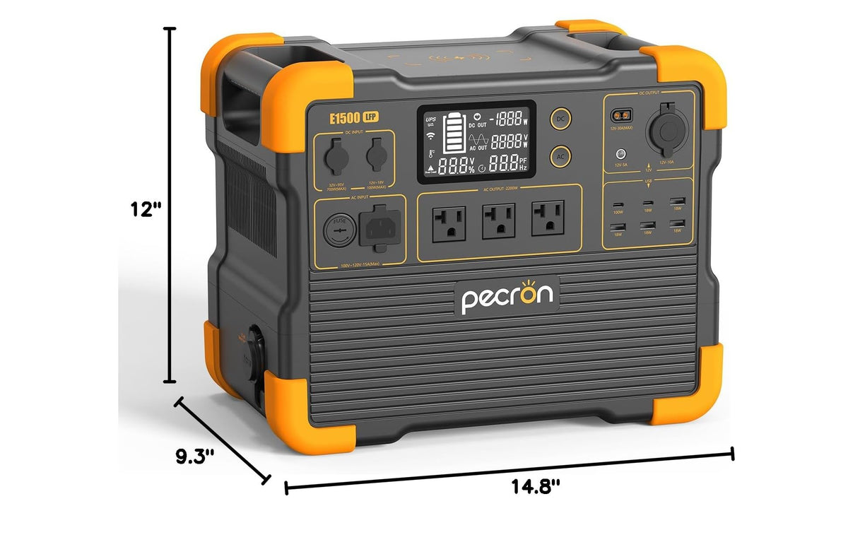 PECRON Portable Power Station, E1500LFP Solar Generator 1536Wh, 2200W AC Output LiFePO4 Battery Backup, Fast Charging Power Station for Home use, RV, and Outdoor Camping