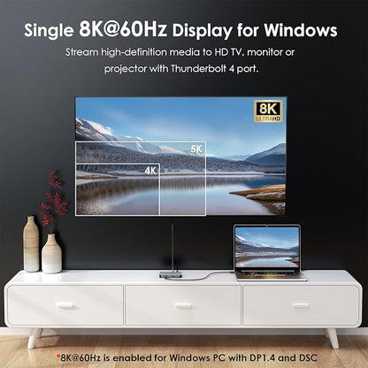 Thunderbolt 4 Hub, WAVLINK USB C Hub with Single 8K/ Dual 4K Display, 100w PD in, USB-A 3.2 Gen 2, for MacBook Pro/Air M1 M2 M3, Thunderbolt 4/3 Laptop