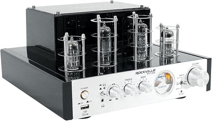 Rockville BluTube 70W Tube Amplifier Stereo Receiver, Bluetooth, EDR, Compact Design, Warm Sound, for Home Audio Enthusiasts