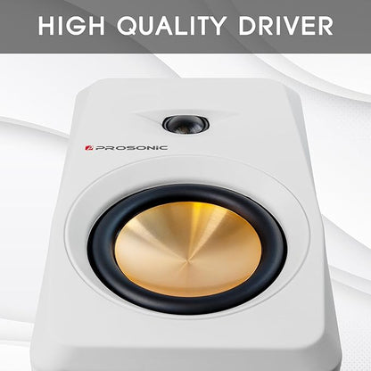 Active Bluetooth Bookshelf Speaker Studio Monitor Home Theater, Optical Input, Coaxial Input, 2 x RCA Aux Input, 30 Watts x 2 (White)