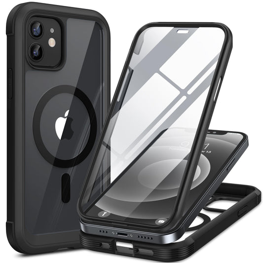 Miracase Magnetic for iPhone 12 mini Case, [360 Full-Body Protection & Complete Camera Guard], Drop & Scratch-Resistant, Shockproof, Stylish Clear iPhone Case, iPhone 12 mini Cover, Black
