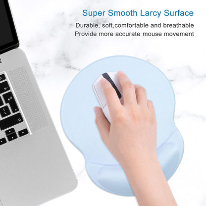 ITNRSIIET Ergonomic Mouse Pad with Gel Wrist Support Small Wrist Rest Smooth Surface Non-Slip PU Base Comfortable Office Supplies Pain Relief, 8.7 x 7.2 inches, Blue