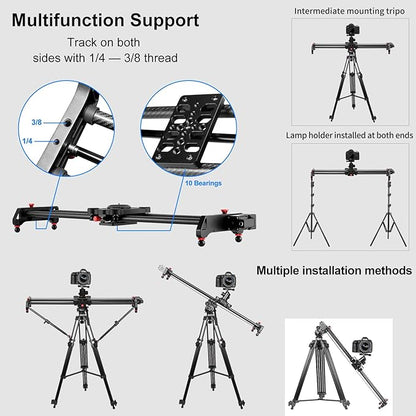 GVM Carbon Fiber Motorized Camera Slider - 31"/80CM with Remote Control, Supports Time-Lapse Photography, Video Mode, Tracking Shooting for Most Cameras