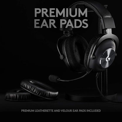 Logitech G Pro X Wired Gaming Headset: Blue VO!CE Detachable Boom Mic, DTS 7.1, 50 mm Drivers, USB/3.5mm Aux, Spare Memory Foam Ear Pads, USB DAC & Bag Included - Black