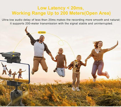 7RYMS iRay DW40 Wireless Lavalier Microphone with Four Transmitters One Charging Case Support AI Denoise, 48kHz/24bit Recording for Video Vlog, Interview, Live Streaming, Podcasting-White