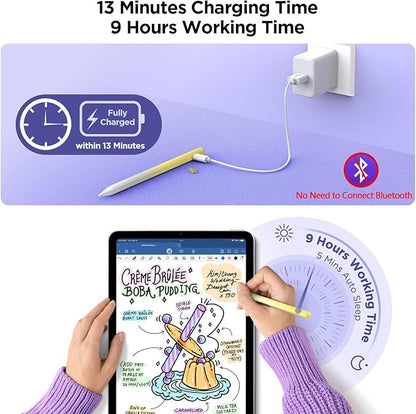 Apple iPad Pencil Alternative, 15Min Fast Charge, Palm Rejection & Tilt Sensitivity for iPad 2018-2024, Pro 12.9/11/13", "M4, Air 5/4/3/11"-13", Mini 6/5