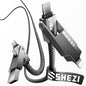 SHEZI Nylon Braided 4 in 1 USB C Cable 240W 3FT Compatible with Lightning Cable, Fast Charging for iPhone/iPad Charger Cord [480Mbps Data Sync],Multi Charging Cable with Type C/USB A, Grey