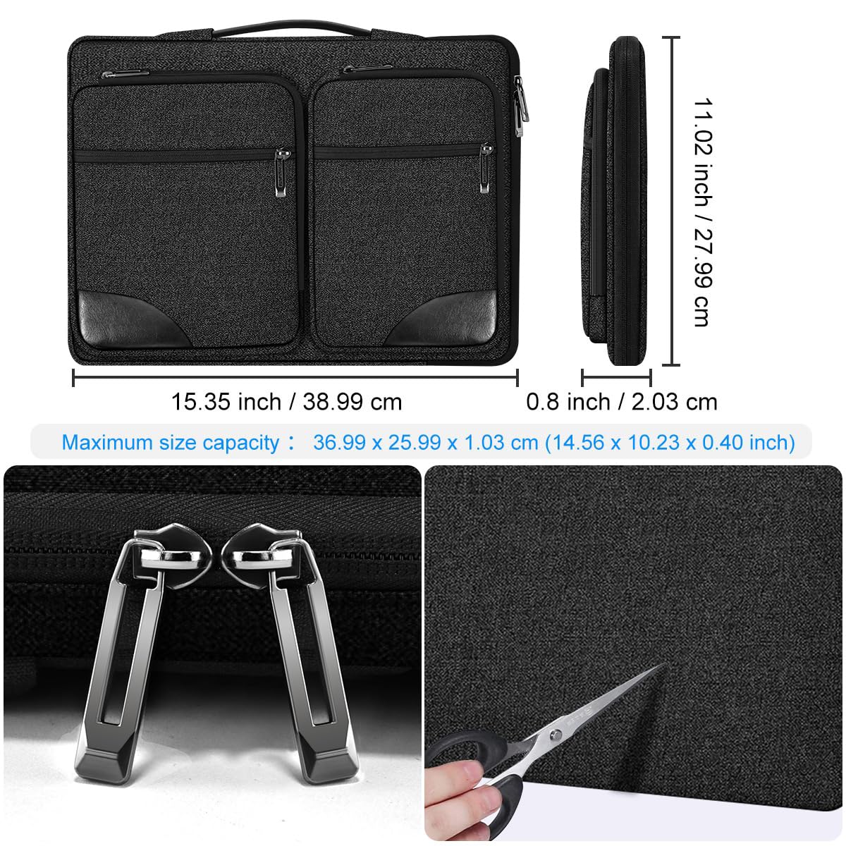 Hseok Laptop Case 15 15.6 16 inch Sleeve with Handle and Hidden Straps,Compatible with MacBook Neo 16",MacBook Pro Air 16" 15", 360°Protective PC Briefcase with 4 Pockets for Accessories,Carbon