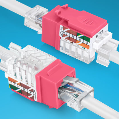 Everest 45 Degree RJ45 Cat6 Keystone Jacks Slim Profile 50-Pack Pink