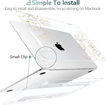 TWOLSKOO Compatible with M4 MacBook Air 15 inch Case 2025-2023 Released Model M4 A3241 M3 A3114 M2 A2941, Plastic Hard Shell & Screen Protector & Keyboard Cover & Trackpad Film, Florals X449