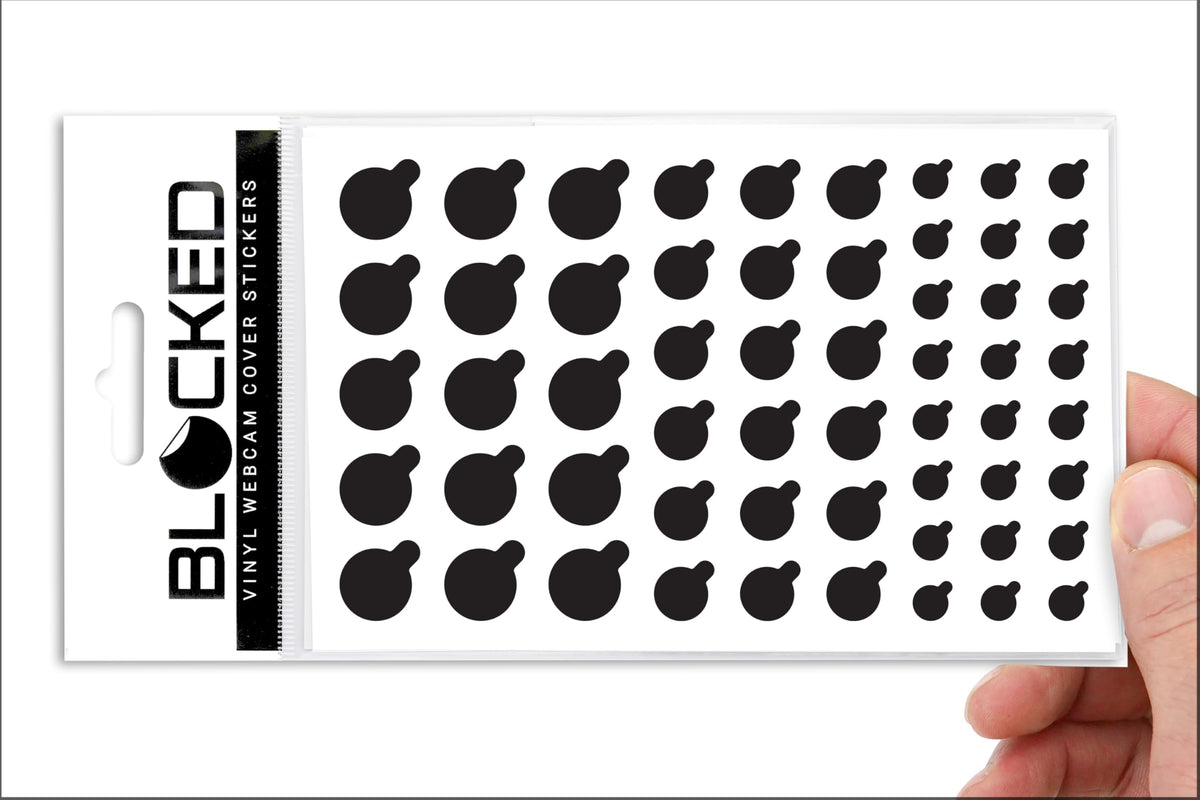 The Original Vinyl Webcam Cover Stickers | Restickable & Stackable Privacy Covers | for All Camera-endable Devices | 3-Sizes | 57 Black Hearts (Muted Matte)