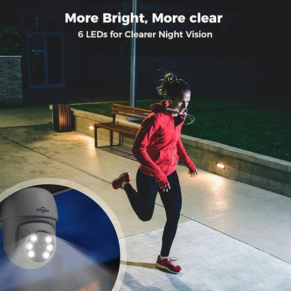 Hiseeu 360°View PTZ 3K Wired Security Camera System with Alarm Spotlight,Audio Person/Vehicle Detection 8ch 5MP DVR 4PCS Cameras 1TB HDD Home CCTV Camera System Outdoor,Night Vision,24/7 Record