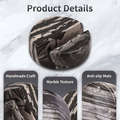 Marble Phone Stand for Desk - Cell Phone Holder for Nightstand Office Decor Compatible with iPhone 17 16 15 Pro Max iPad mini, Telephone Boho Black Marble Kitchen Accessories