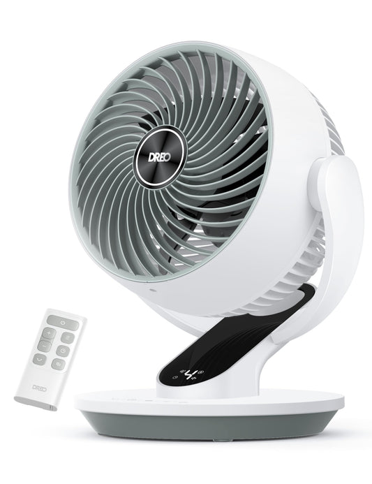 DREO Oscillating Fan for Bedroom, 13 Inch Quiet Table Fans for Home Whole Room, 75ft Powerful Airflow, Desk Air Circulator Fan with Remote, 120° Adjustable Tilt, 4 Speeds, 8H Timer, for Office Desktop