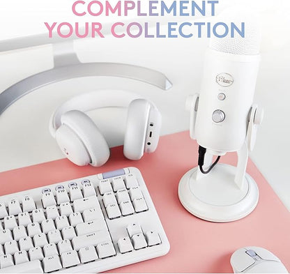 Logitech Creators Blue Yeti USB Microphone for Gaming, Streaming, Podcast, YouTube, Discord, PC, Studio Sound, Plug & Play-White Mist