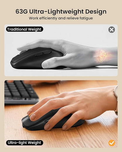 ProtoArc Mechanical Keyboard and Mouse, KM310 Wireless Rechargeable Aluminum Keyboard Mouse, 2.4G+Dual Bluetooth, Low Profile Keys, Red Switches, Multi-Device, for Windows/Mac - Space Gray