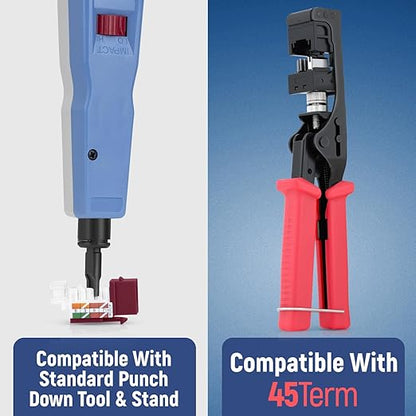 Everest 45 Degree RJ45 Cat6 Keystone Jacks Slim Profile 50-Pack Red