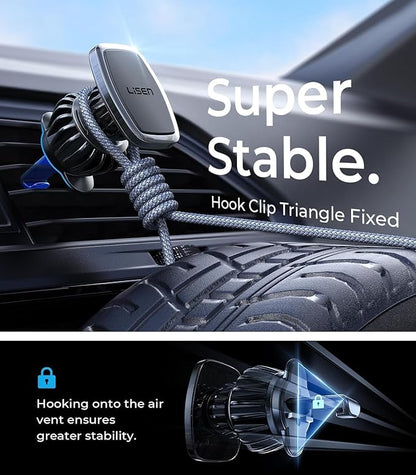 LISEN Magnetic Phone Holder for Car - Upgraded Clip Ultra 6 Strong Magnets, Phone Magnets for Back of Phone, Soporte de Telefono para carro for Galaxy S25 Ultra 4-6.7 inch Smartphones (Black)