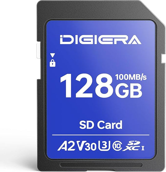 DIGIERA 128GB CS100 SDXC UHS-I Memory Card - up to 100MB/s, C10, U3, V30, 4K UHD, SD Card for Computers, Digital Cameras, Home Theatre Devices, Car Navigation Systems (1 Pack)