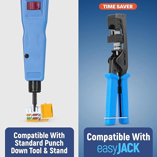 Everest 90° Angled RJ45 Cat6 Keystone Jacks 10-Pack in Yellow - Slim Profile Female RJ45 Connectors - Cat 6 Keystone Jack - Compatible with 90° Angled Speed Termination Tool - easyJACK (B094WB91H3)