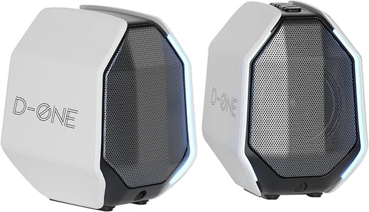 IBALL·BOX Computer Speakers for Desktop PC, Gaming PC Speakers for Desktop – USB-C, Bluetooth 5.3, 3.5mm AUX, AC Powered External Audio with Rich Stereo bass, Laptop/Mac, RGB Lights, White, 30W