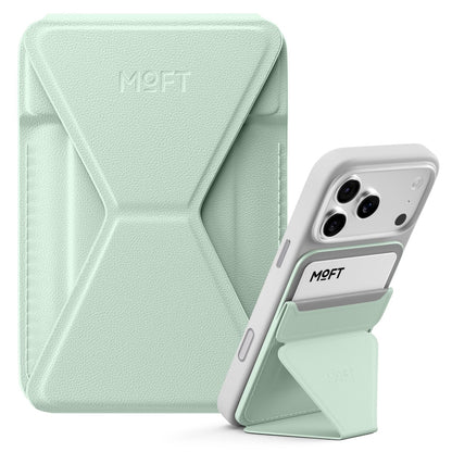 MOFT Magnetic Wallet Stand Compatible with iPhone 17/16/15/14/13/12 Series, Angle Adjustment & Magsafe Compatible MOVAS Phone Stand,Peppermint