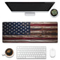 Eflxamz Large Gaming Mouse Pad for Desk,Wooden American Flag Desk Mat,Wooden USA Flag Desk Pad,Extended Big Computer Keyboard Mouse Pad with Non-Slip Base and Stitched Edge,31.5"x11.8"