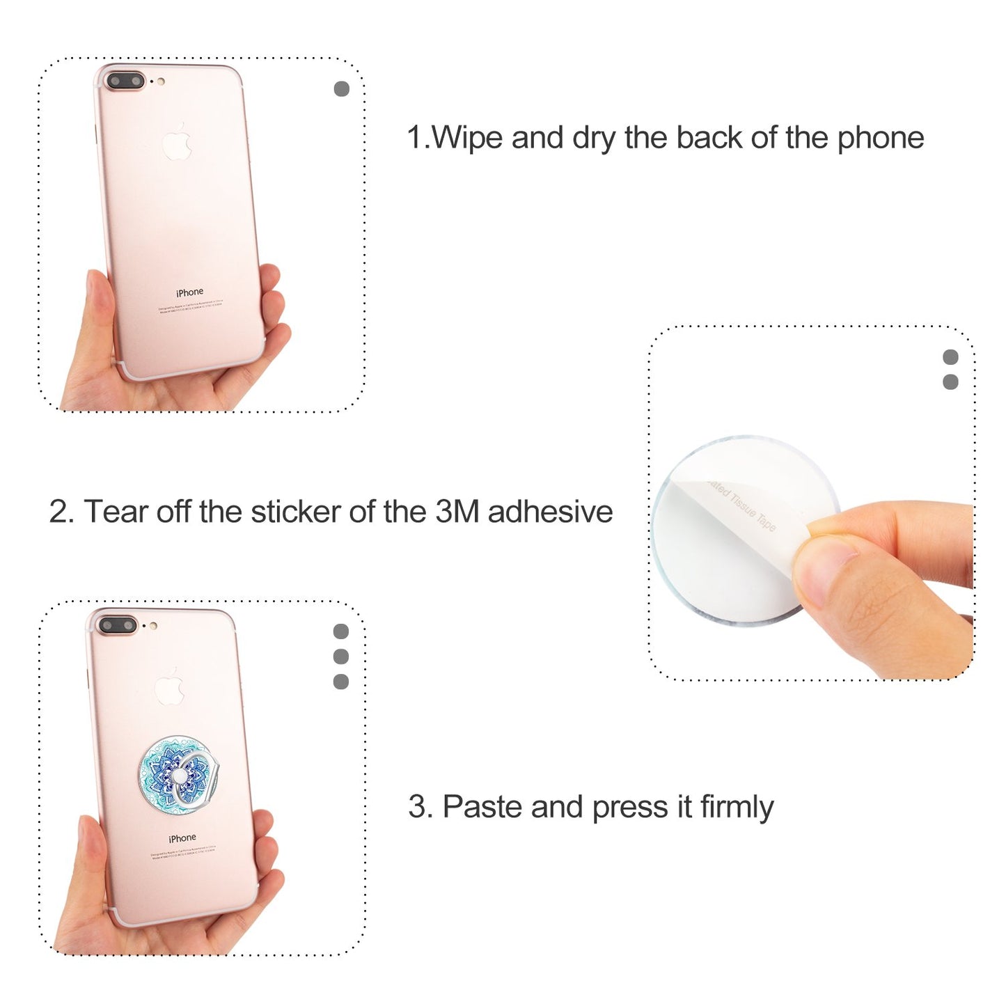 Bonoma Phone Ring Stand Holder, 3-Pack 360 Degree Rotation Universal Finger Ring Stand Compatible with Smartphones and Tablets Mandala