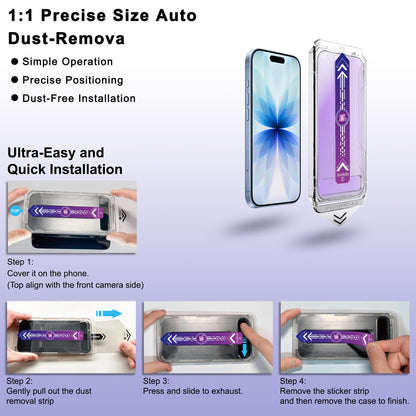 SHANG PIN JIA 2 Pack Anti Blue Light Matte Screen Protector for iPhone 17/16 Pro 6.3-Inch, 9H Tempered Glass Film, Auto Dust Removal, No Bubbles, Easy Installation