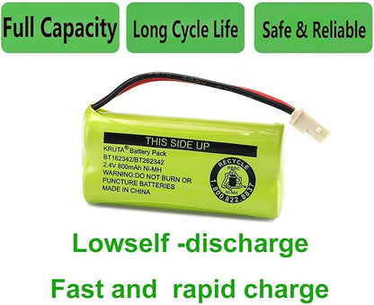 Kruta BT166342 BT266342 Battery 2.4V 800mah Replacement Battery Pack Compatible with for BT183342 BT283342 BT162342 BT262342 VTech CS6114 CS6419 CS6719 at&T EL52300 CL80111 Cordless Phone (Pack 4)
