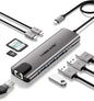 Lemorele USB C Hub Multiport Adapter 9 in 1 w/Gigabit Ethernet, 100W PD, HDMI 4K, 3 USB 2.0, 5Gbps USB C Data Port, SD/TF Card Reader, Dongle Docking Station for MacBook Lenovo HP Dell Laptops