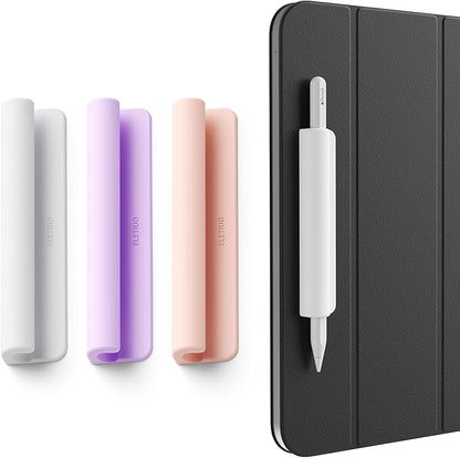 ELETIUO 3 Pack Silicone Pencil Holder Sleeve,Compatible with Apple Pencil (USB-C),Apple Pencil 1st/ 2nd Generation,Strong Adhesive Sticky Attached to iPad Case for Stylus Pens,White,Pink,Purple