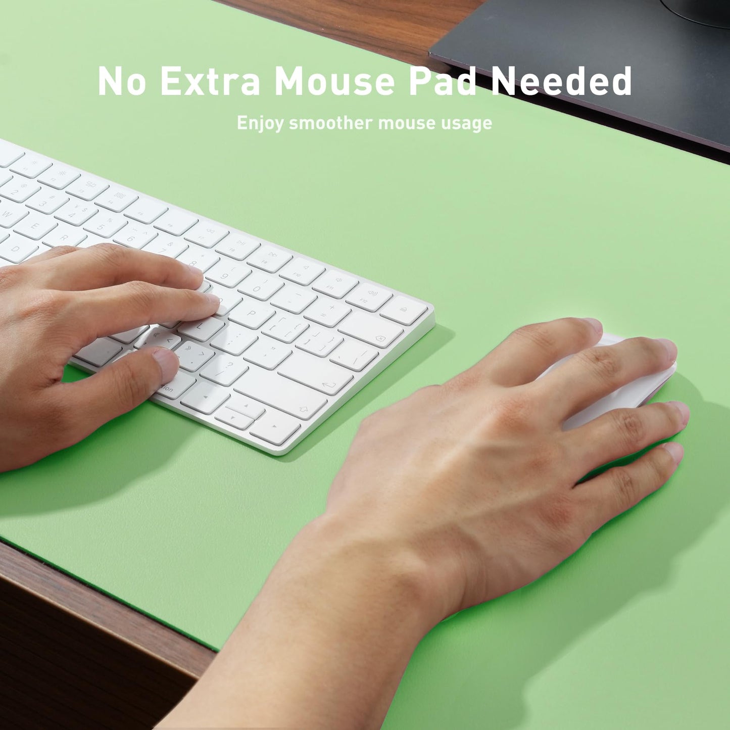 Aothia Leather Desk Pad Protector, Office Desk Mat, Large Mouse Pad, Non-Slip PU Leather Desk Blotter, Laptop Desk Pad, Waterproof Desk Writing Pad for Office and Home (48"x17", Foam Green)