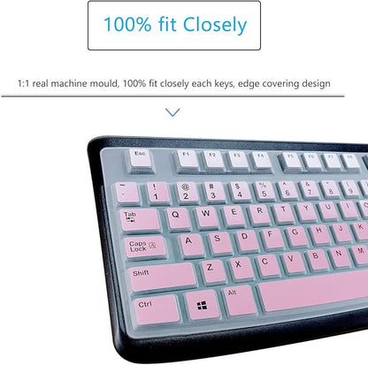 MUBUY Keyboard Cover Skin Protector for Logitech MK120 K120 Wired Keyboard, Protective Skin US Layout - Gradual Pink